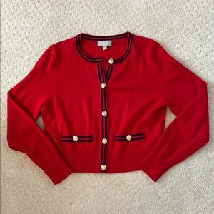 J.Crew 100% Cashmere Women's Red Cardigan Sweater Size M